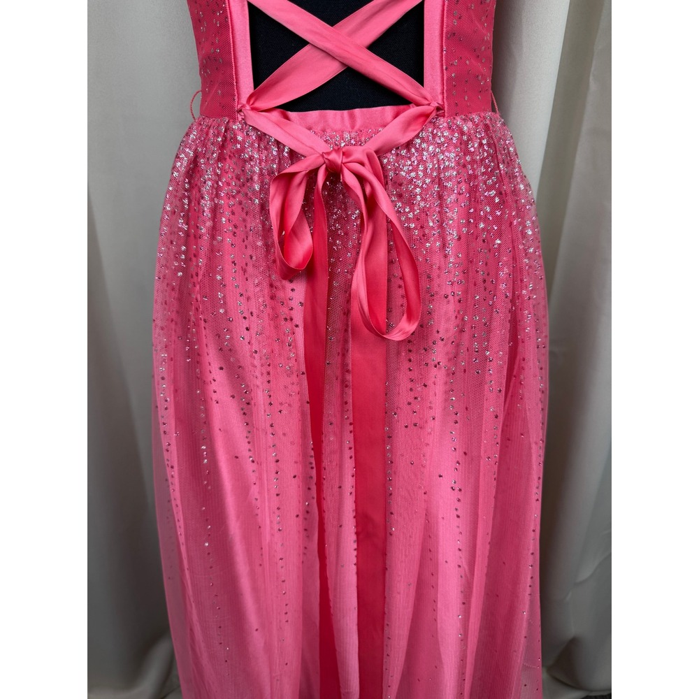 Vintage Y2K Jessica McClintock for Gunne Sax Pink Glitter Corset Prom Maxi Dress - Picture 8 of 11